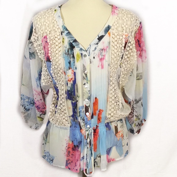 Daniel Rainn Tops - DANIEL RAINN PEASANT STYLE GATHERED WAIST BLOUSE